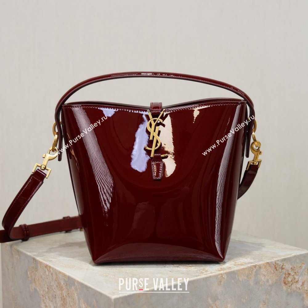 Saint Laurent Le 37 Small Bucket bag in Patent Leather 749036 Burgundy 2026 (YY-26010719)