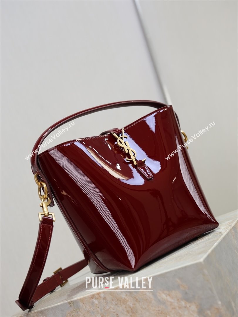 Saint Laurent Le 37 Small Bucket bag in Patent Leather 749036 Burgundy 2026 (YY-26010719)