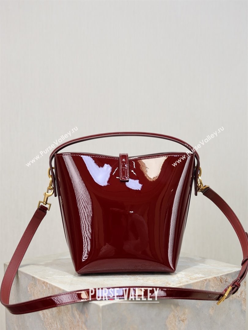 Saint Laurent Le 37 Small Bucket bag in Patent Leather 749036 Burgundy 2026 (YY-26010719)