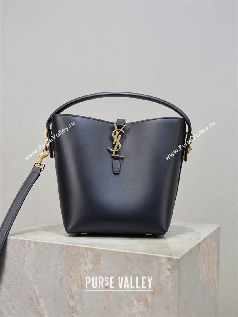 Saint Laurent Le 37 Small Bucket bag in Shiny Leather 749036 Navy Blue 2026 (YY-26010718)