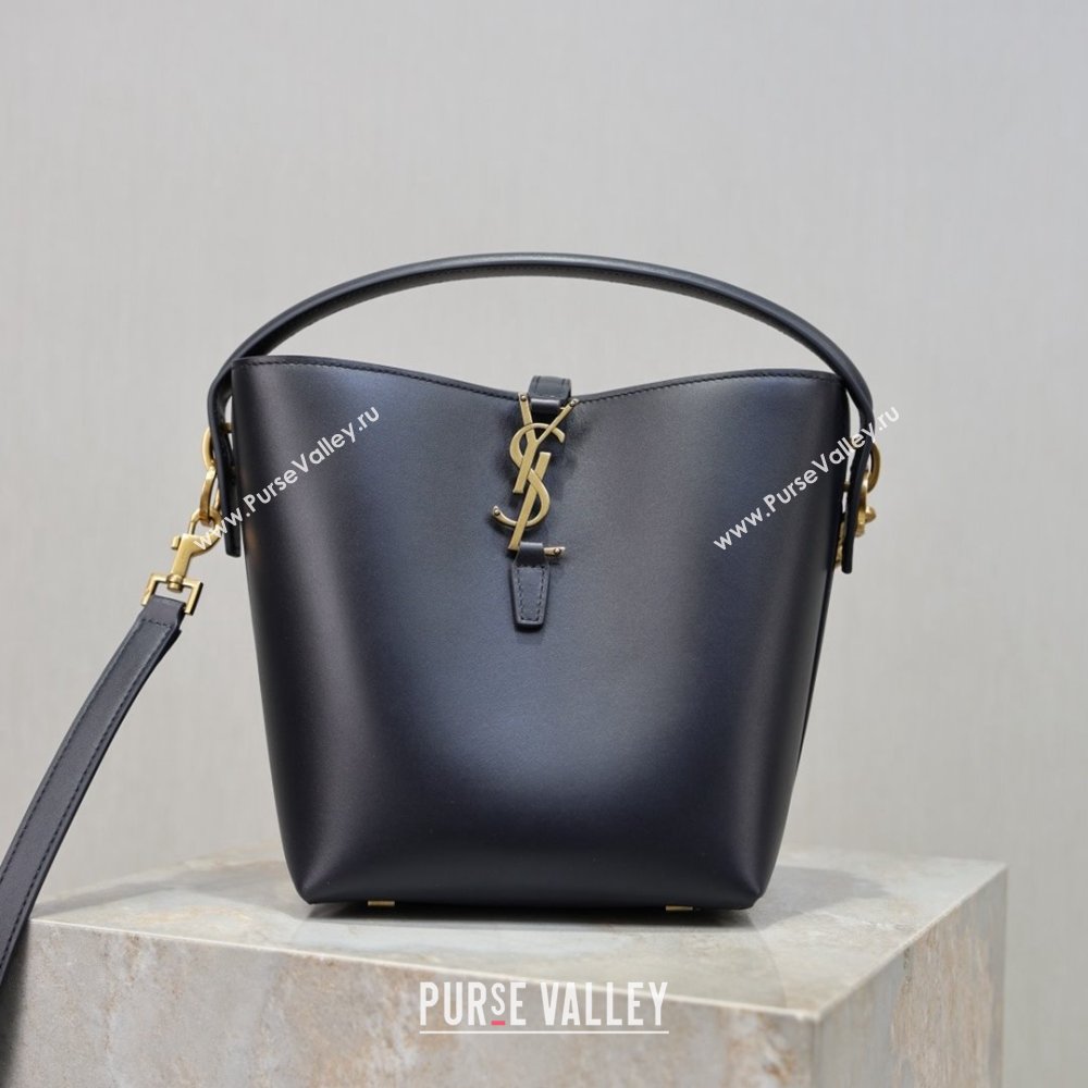 Saint Laurent Le 37 Small Bucket bag in Shiny Leather 749036 Navy Blue 2026 (YY-26010718)