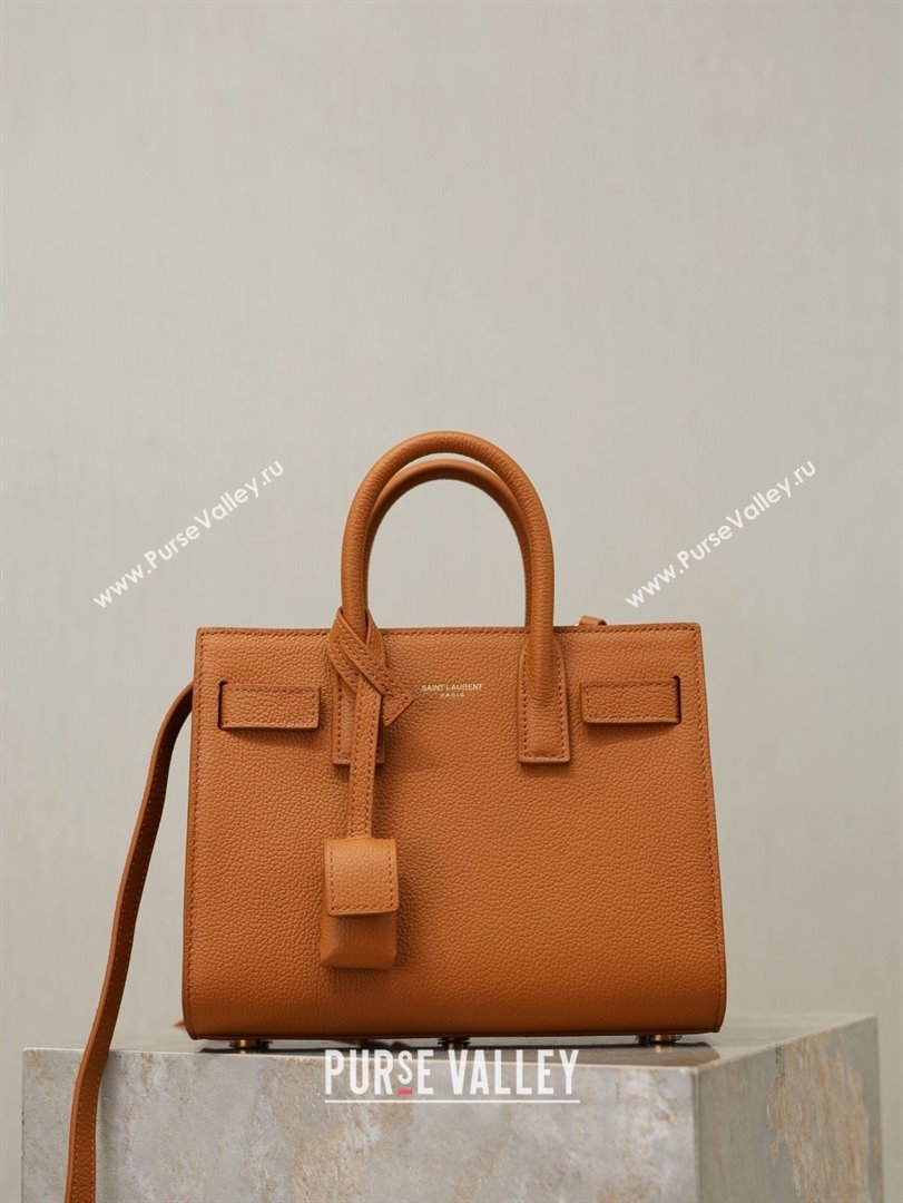 Saint Laurent Sac De Jour Nano Tote bag in Grained Calfskin 717440 Brown 2026 (YY-26010720)