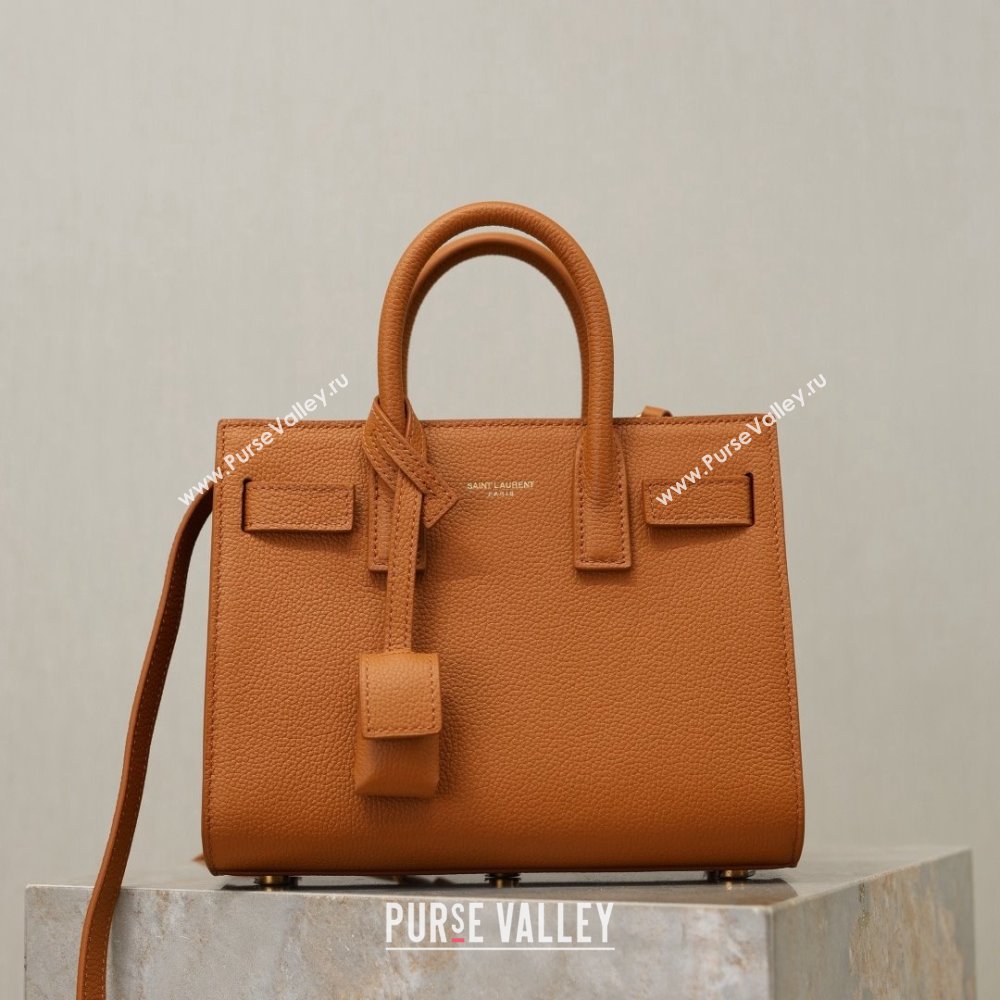 Saint Laurent Sac De Jour Nano Tote bag in Grained Calfskin 717440 Brown 2026 (YY-26010720)