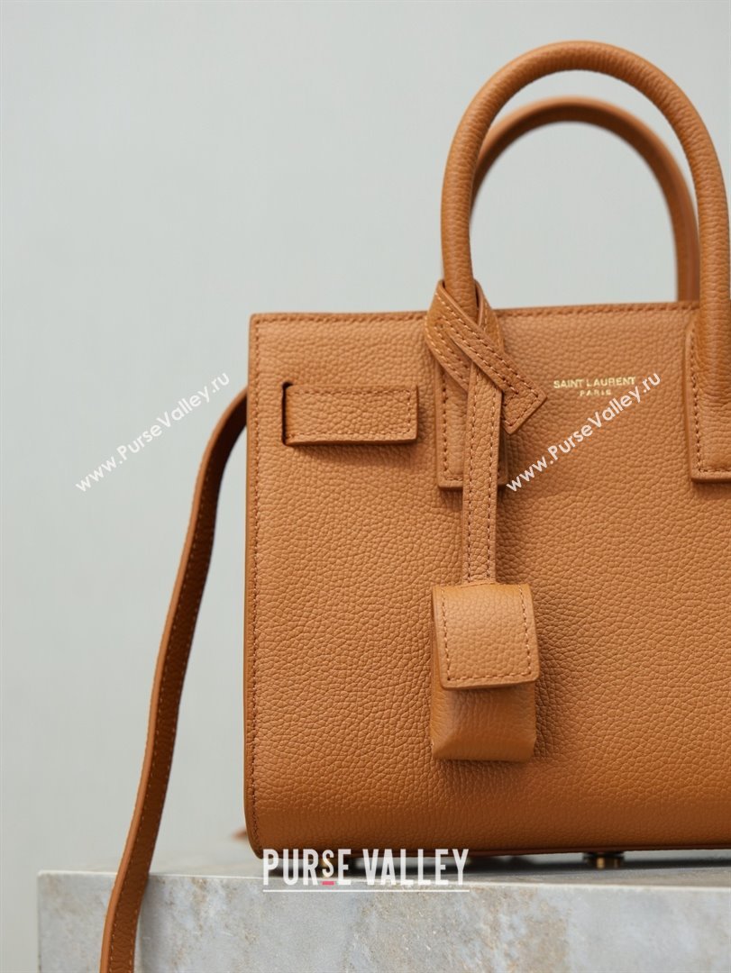 Saint Laurent Sac De Jour Nano Tote bag in Grained Calfskin 717440 Brown 2026 (YY-26010720)