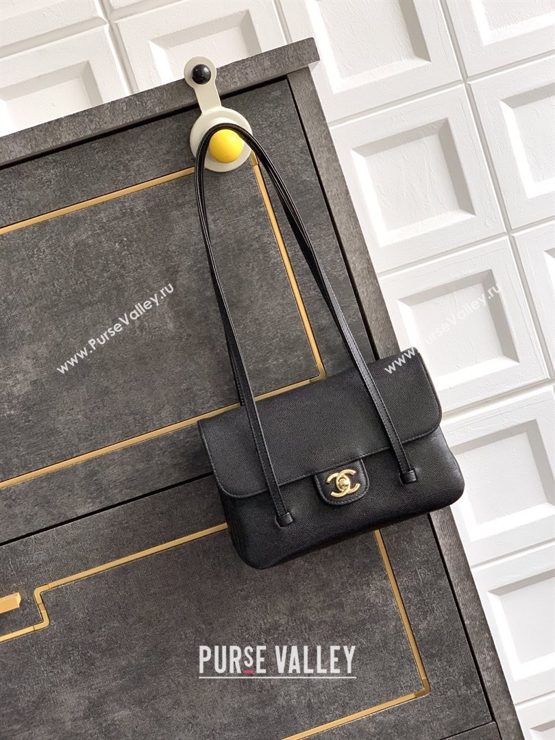 Chanel Small Flap Bag in Black Grained Shiny Calfskin AS6130 Spring-Summer 2026 Pre-collection (JY-26021201)