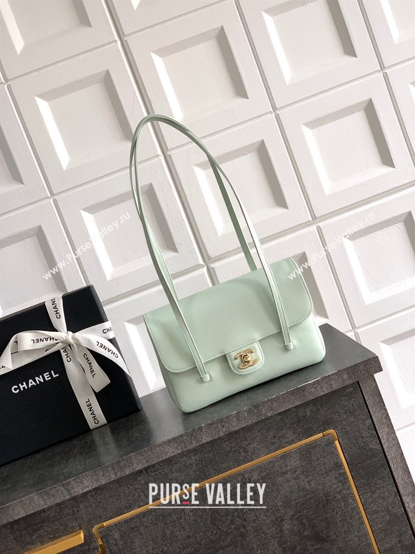Chanel Small Flap Bag in Light Green Grained Shiny Calfskin AS6130 Spring-Summer 2026 Pre-collection (JY-26021202)