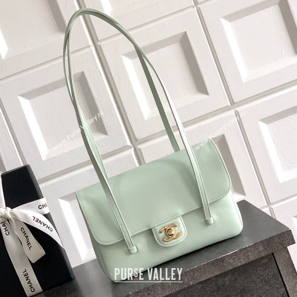 Chanel Small Flap Bag in Light Green Grained Shiny Calfskin AS6130 Spring-Summer 2026 Pre-collection (JY-26021202)