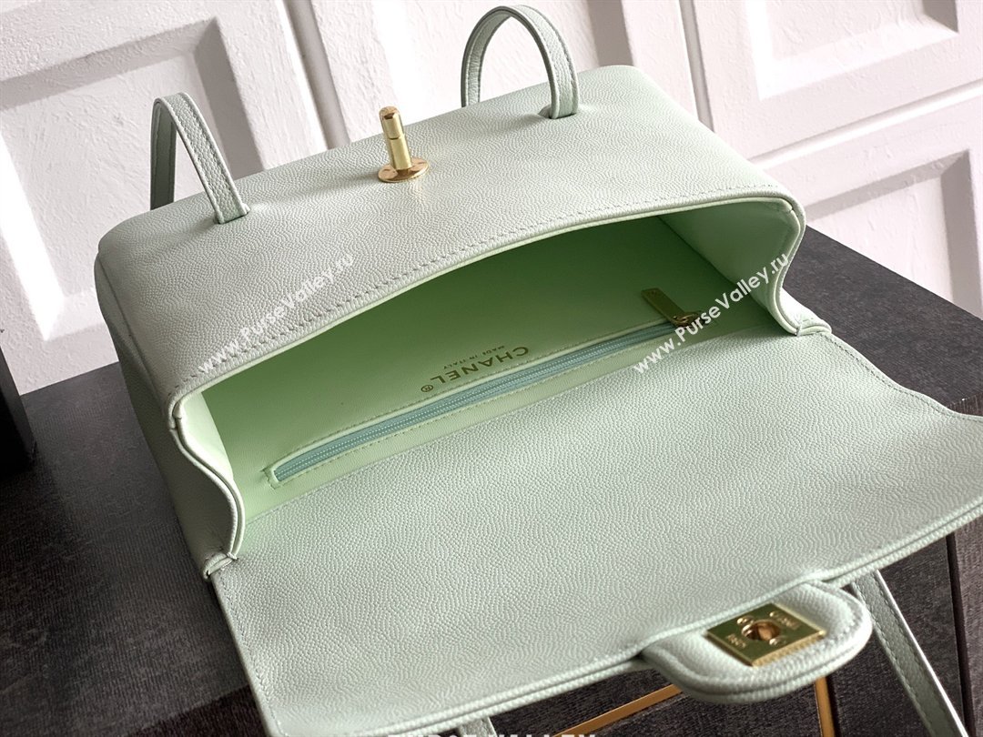 Chanel Small Flap Bag in Light Green Grained Shiny Calfskin AS6130 Spring-Summer 2026 Pre-collection (JY-26021202)