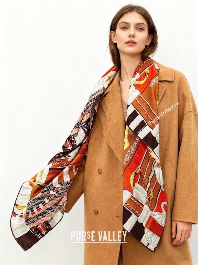 Hermes Cashmere Silk Shawl 140 Scarf H11201 Brown 2026 (A-26011201)