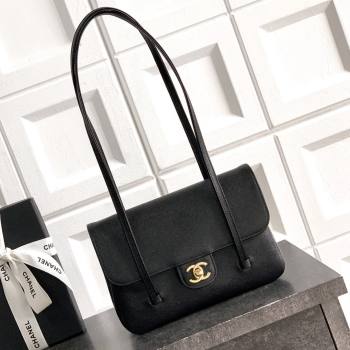 Chanel Small Flap Bag in Black Grained Shiny Calfskin AS6130 Spring-Summer 2026 Pre-collection (JY-26021201)