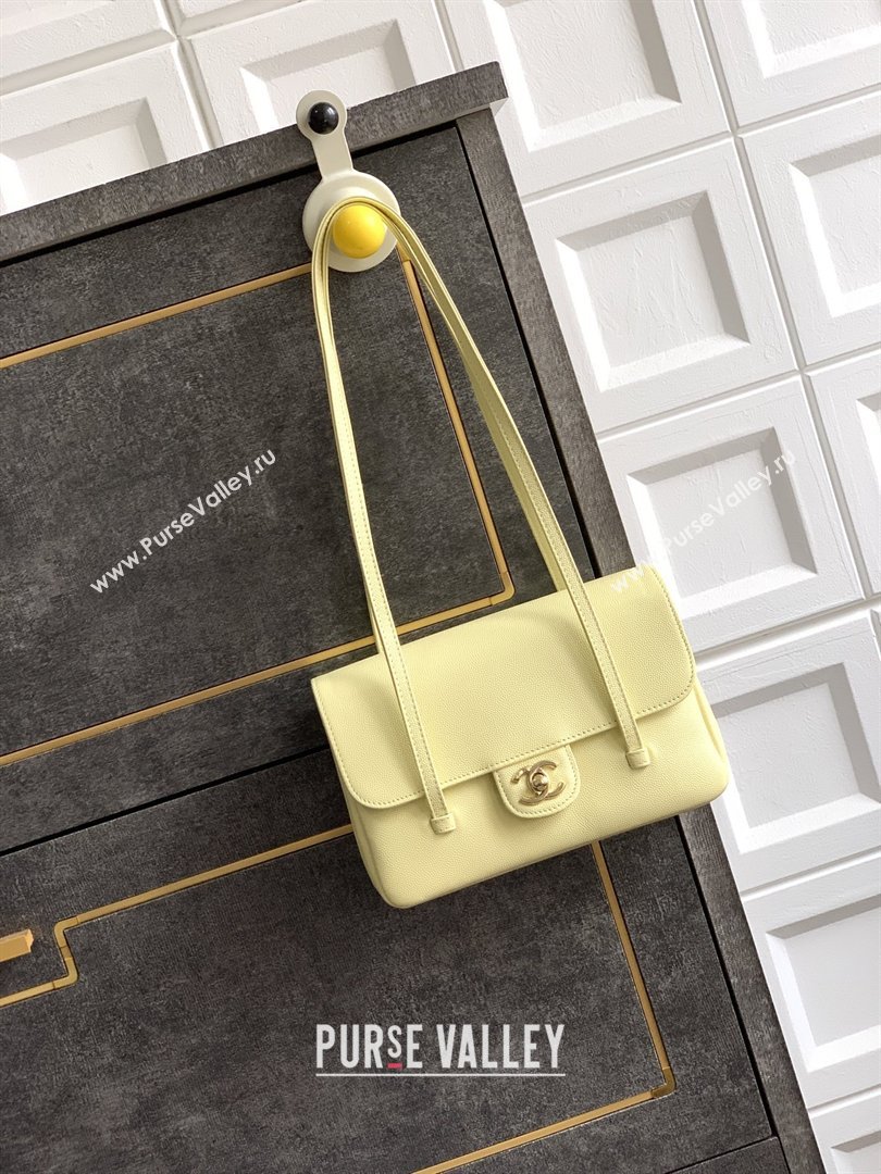 Chanel Small Flap Bag in Yellow Grained Shiny Calfskin AS6130 Spring-Summer 2026 Pre-collection (JY-26021203)