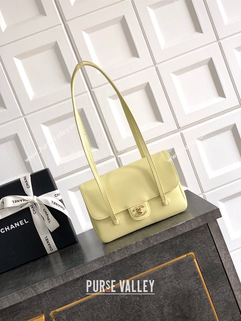 Chanel Small Flap Bag in Yellow Grained Shiny Calfskin AS6130 Spring-Summer 2026 Pre-collection (JY-26021203)