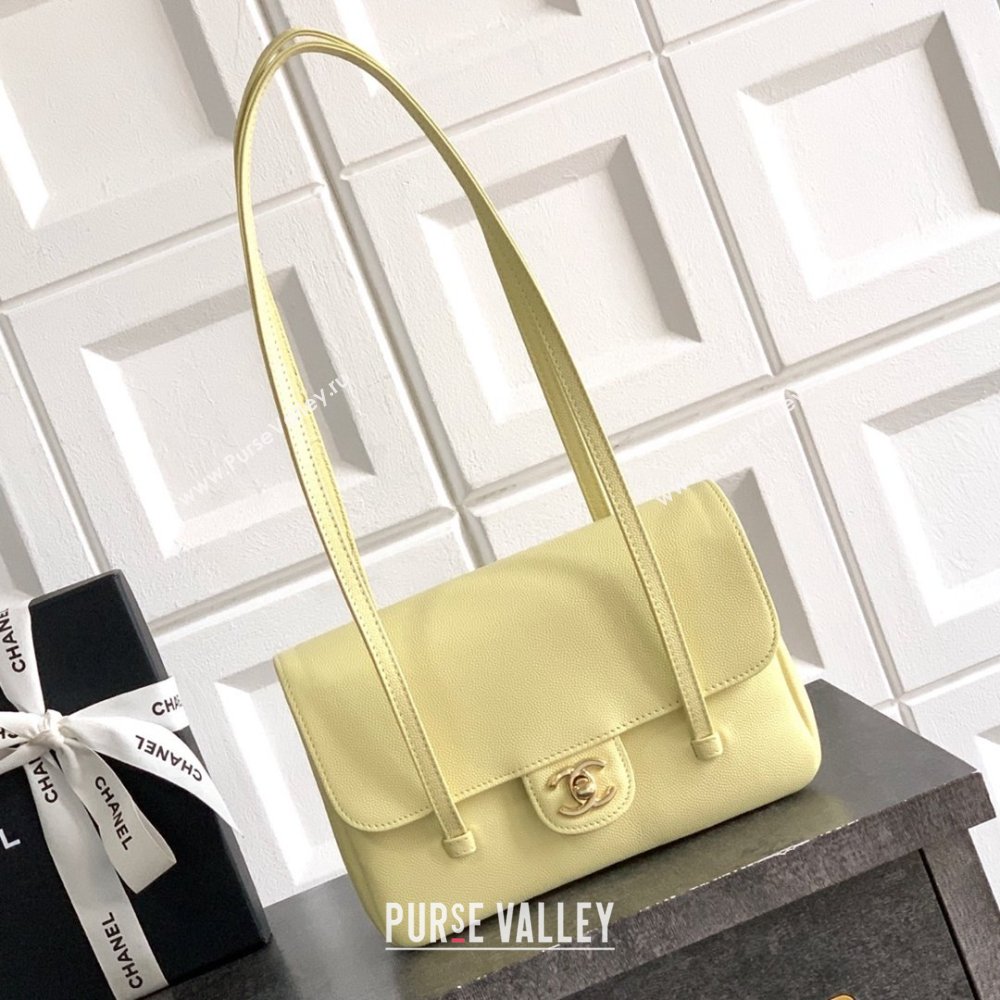 Chanel Small Flap Bag in Yellow Grained Shiny Calfskin AS6130 Spring-Summer 2026 Pre-collection (JY-26021203)
