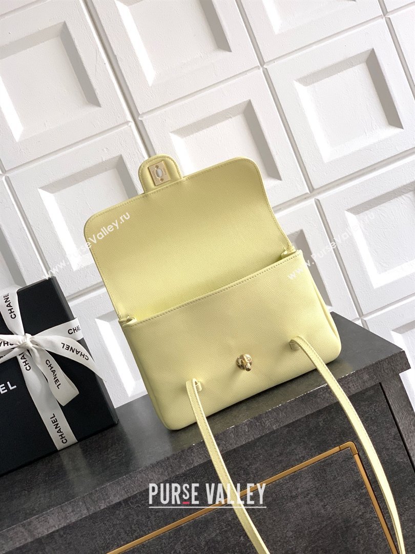 Chanel Small Flap Bag in Yellow Grained Shiny Calfskin AS6130 Spring-Summer 2026 Pre-collection (JY-26021203)
