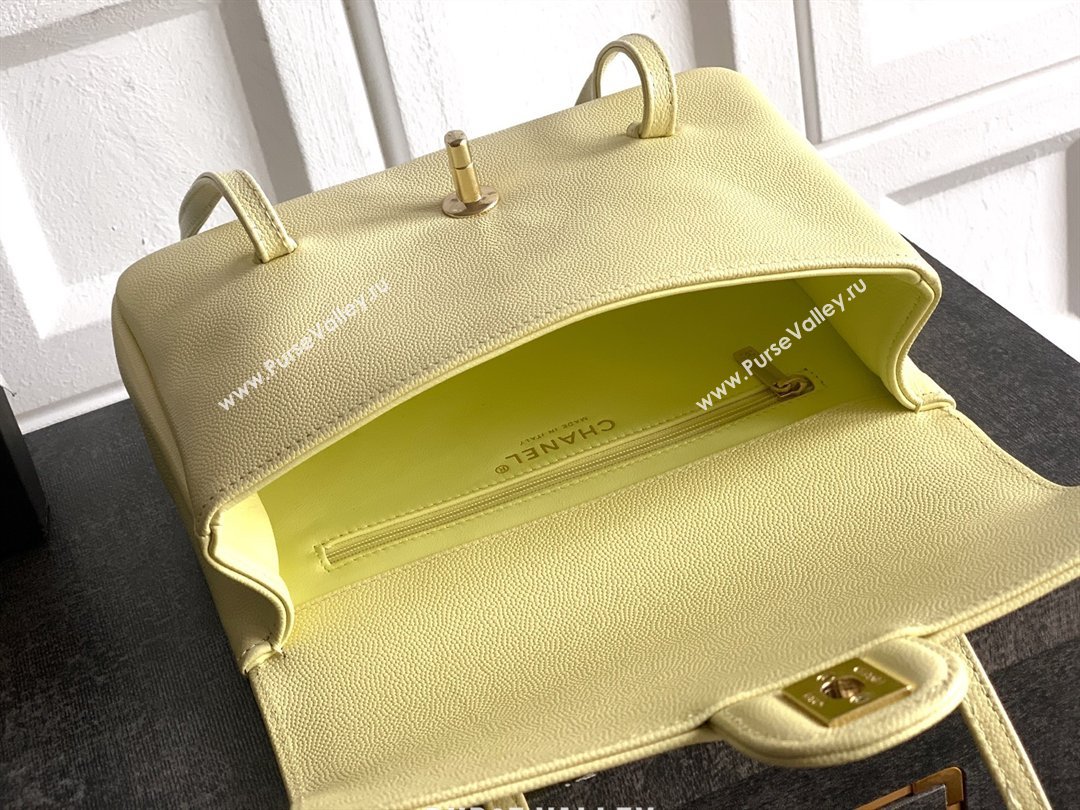 Chanel Small Flap Bag in Yellow Grained Shiny Calfskin AS6130 Spring-Summer 2026 Pre-collection (JY-26021203)