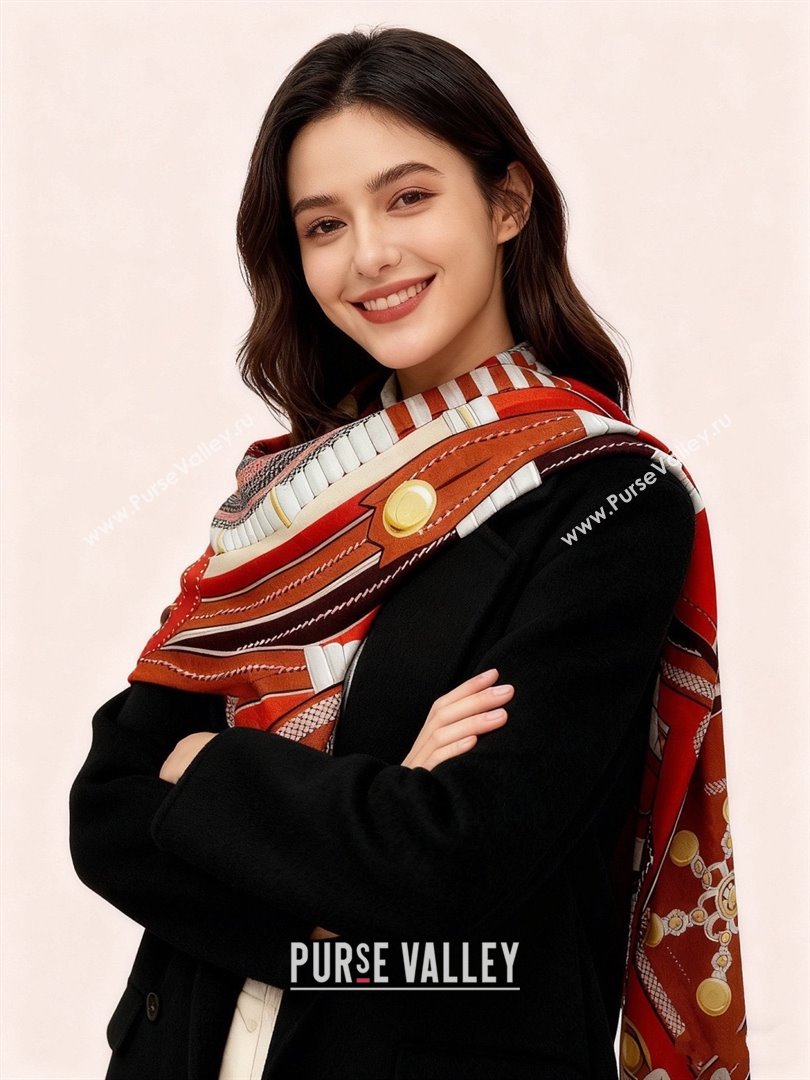 Hermes Cashmere Silk Shawl 140 Scarf H11201 Brown 2026 (A-26011201)