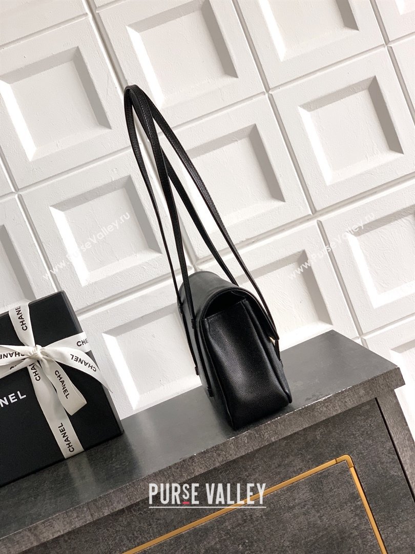 Chanel Small Flap Bag in Black Grained Shiny Calfskin AS6130 Spring-Summer 2026 Pre-collection (JY-26021201)