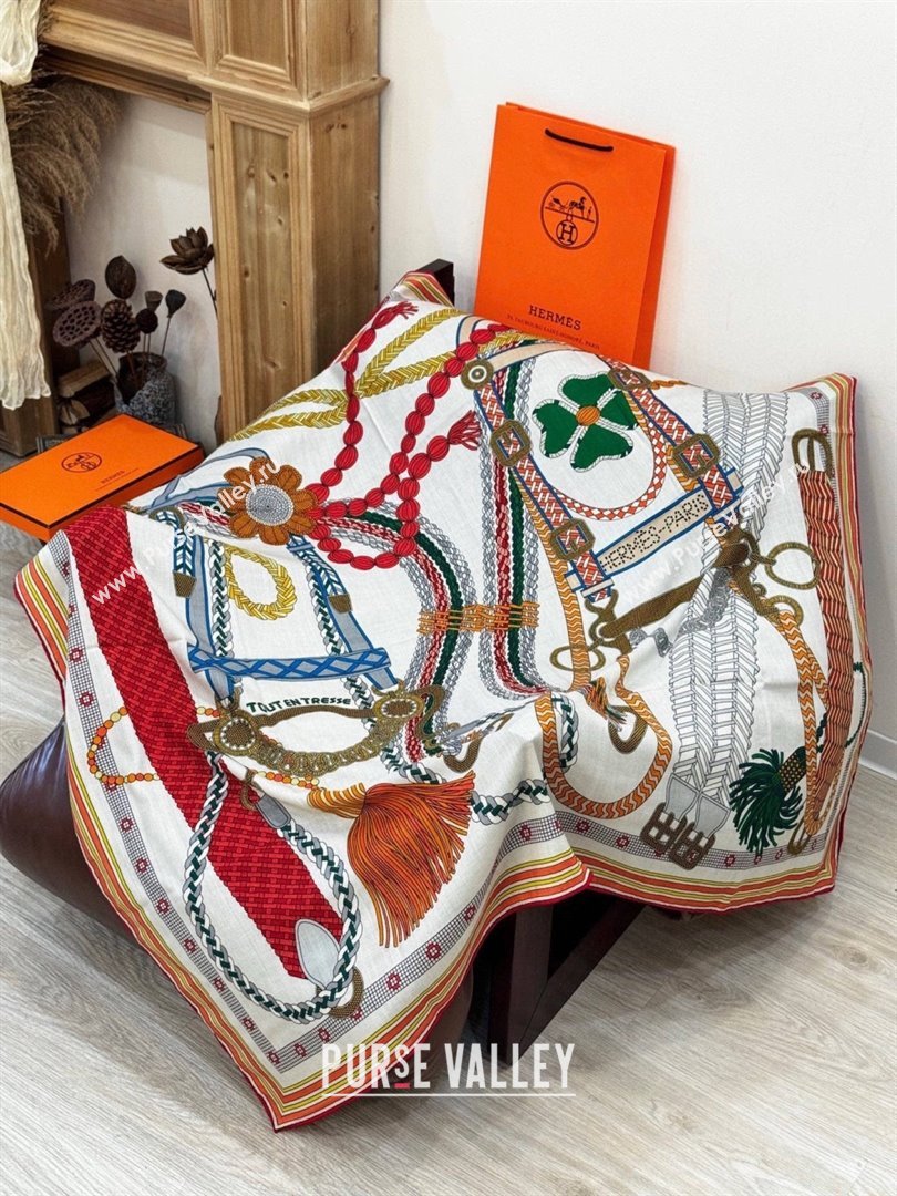 Hermes Cashmere Silk Shawl Scarf H11204 Beige/Orange 2026 (A-26011204)