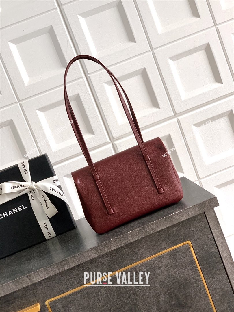 Chanel Small Flap Bag in Burgundy Grained Shiny Calfskin AS6130 Spring-Summer 2026 Pre-collection (JY-26021205)
