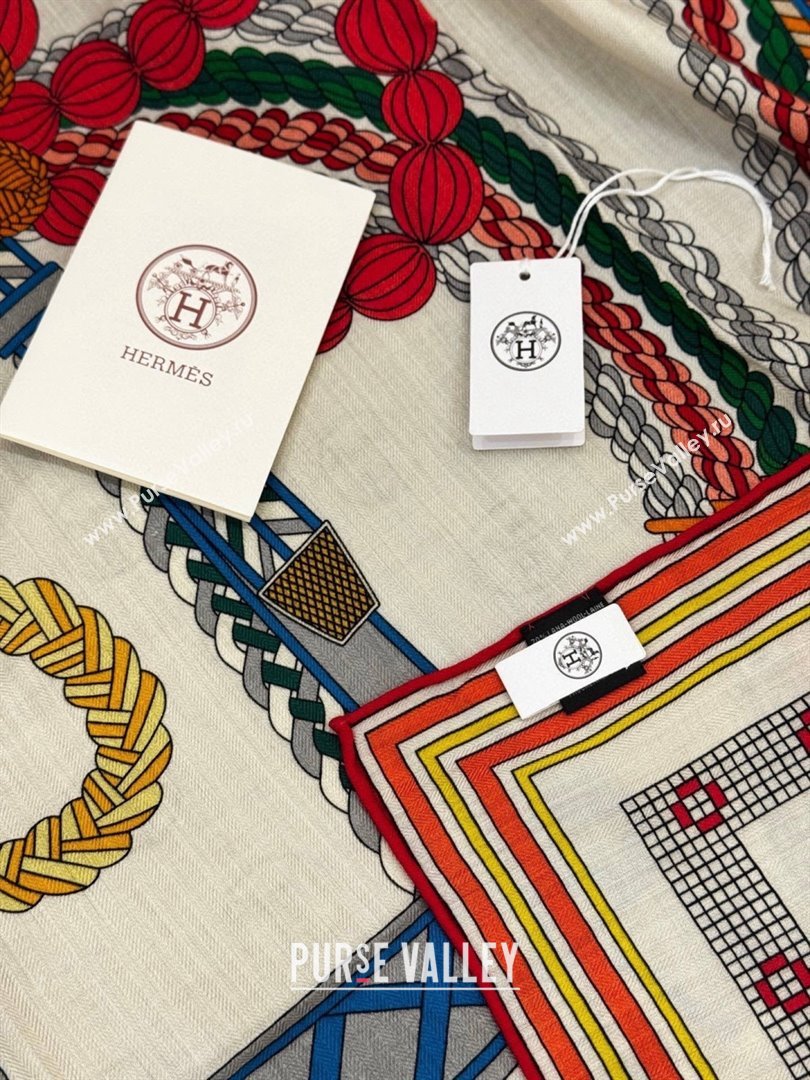 Hermes Cashmere Silk Shawl Scarf H11204 Beige/Orange 2026 (A-26011204)