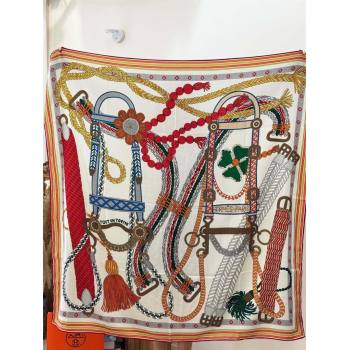 Hermes Cashmere Silk Shawl Scarf H11204 Beige/Orange 2026 (A-26011204)