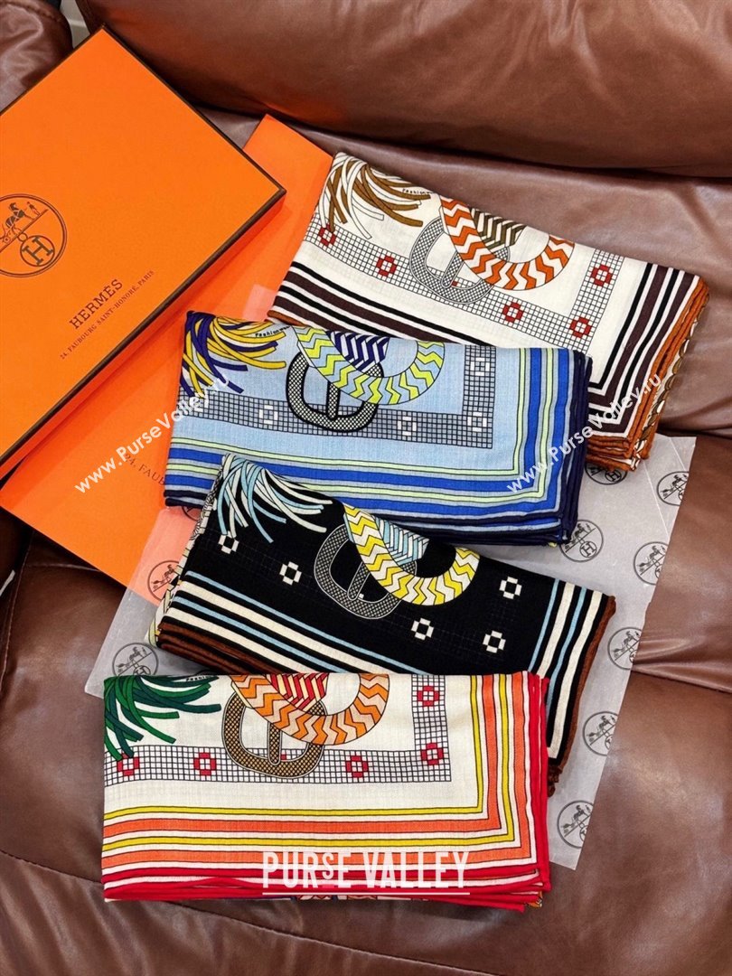 Hermes Cashmere Silk Shawl Scarf H11204 Beige/Orange 2026 (A-26011204)
