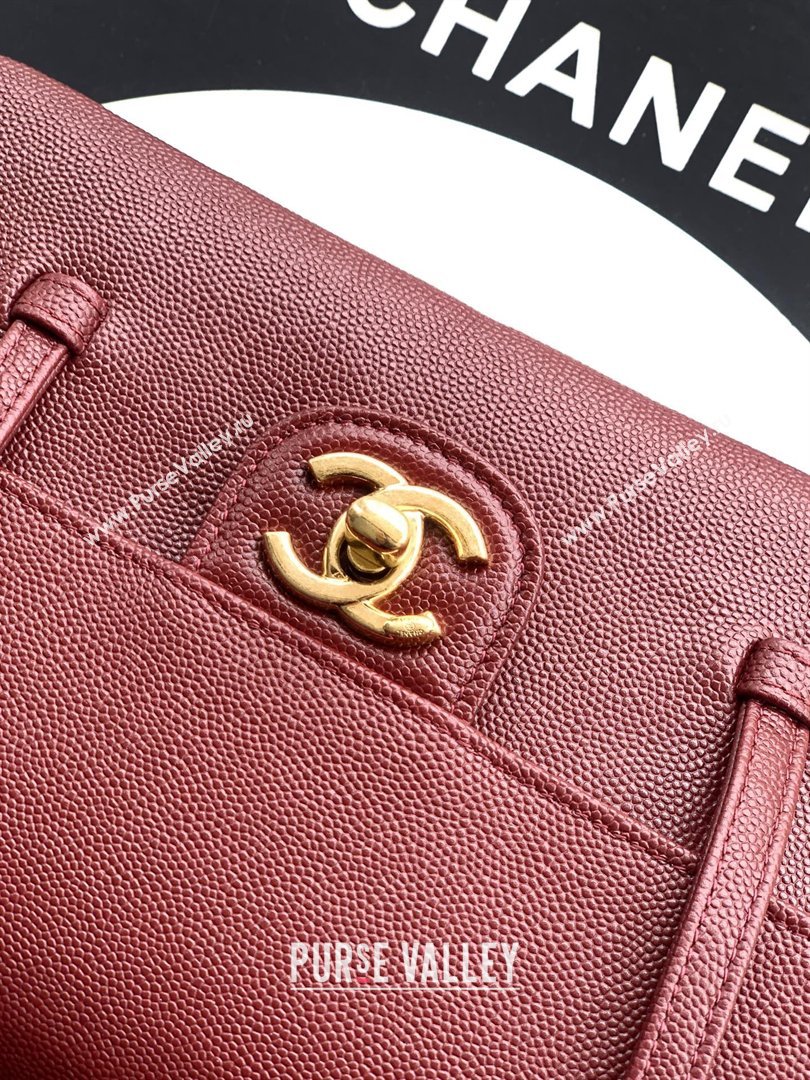 Chanel Small Flap Bag in Burgundy Grained Shiny Calfskin AS6130 Spring-Summer 2026 Pre-collection (JY-26021205)