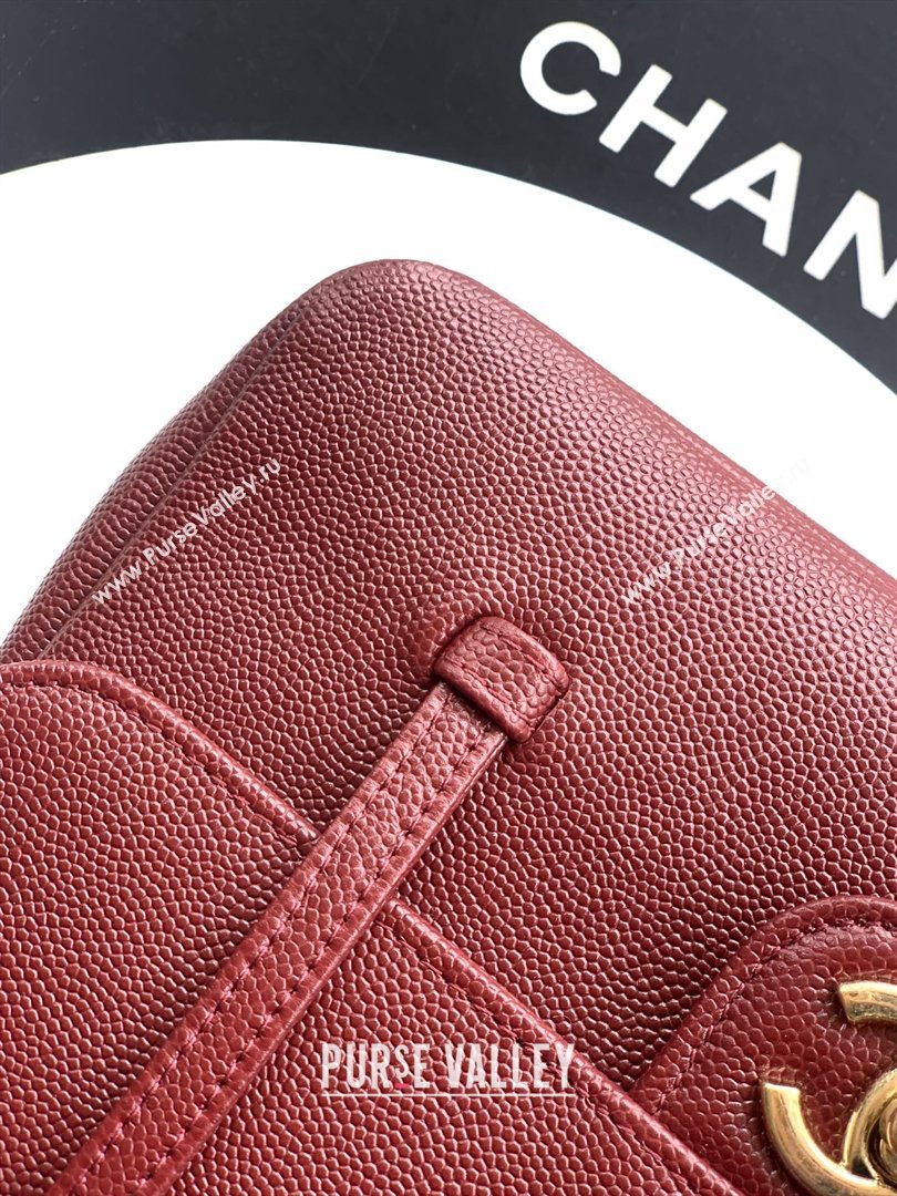 Chanel Small Flap Bag in Burgundy Grained Shiny Calfskin AS6130 Spring-Summer 2026 Pre-collection (JY-26021205)