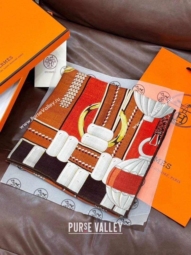 Hermes Cashmere Silk Shawl 140 Scarf H11201 Brown 2026 (A-26011201)