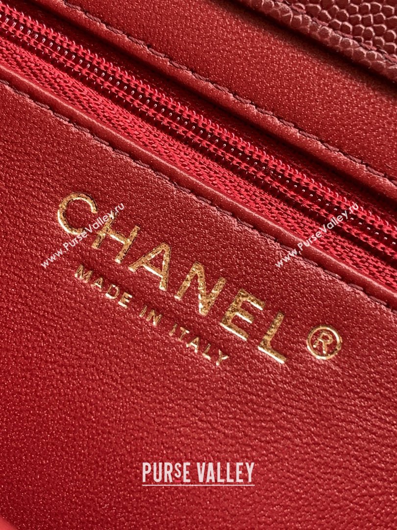 Chanel Small Flap Bag in Burgundy Grained Shiny Calfskin AS6130 Spring-Summer 2026 Pre-collection (JY-26021205)