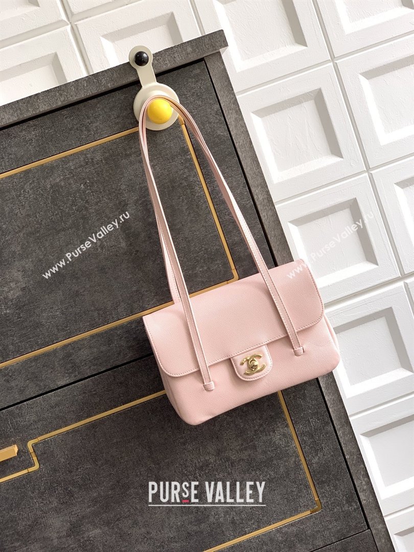 Chanel Small Flap Bag in Pink Grained Shiny Calfskin AS6130 Spring-Summer 2026 Pre-collection (JY-26021204)