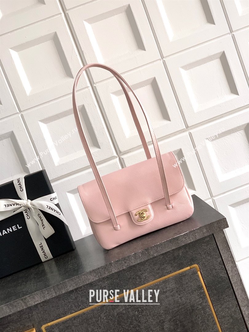 Chanel Small Flap Bag in Pink Grained Shiny Calfskin AS6130 Spring-Summer 2026 Pre-collection (JY-26021204)