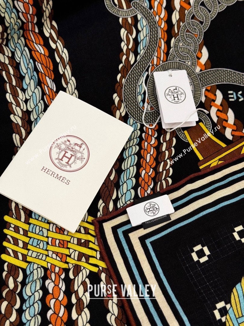 Hermes Cashmere Silk Shawl Scarf H11205 Black 2026 (A-26011205)
