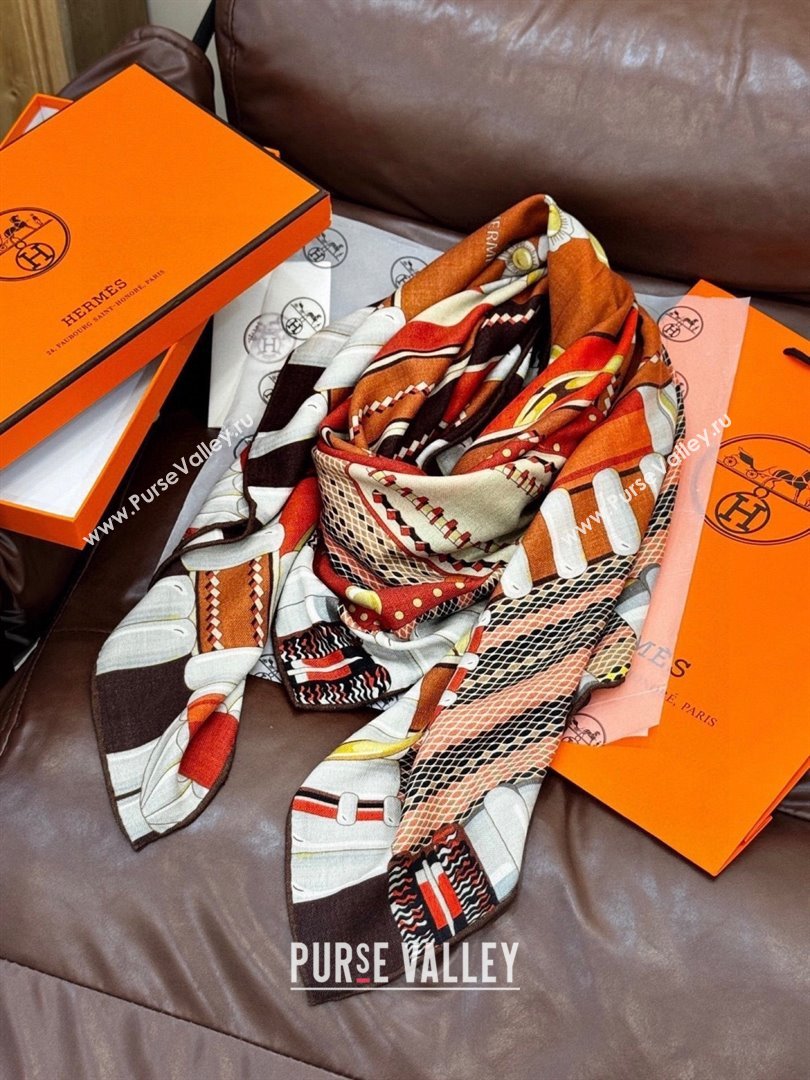 Hermes Cashmere Silk Shawl 140 Scarf H11201 Brown 2026 (A-26011201)