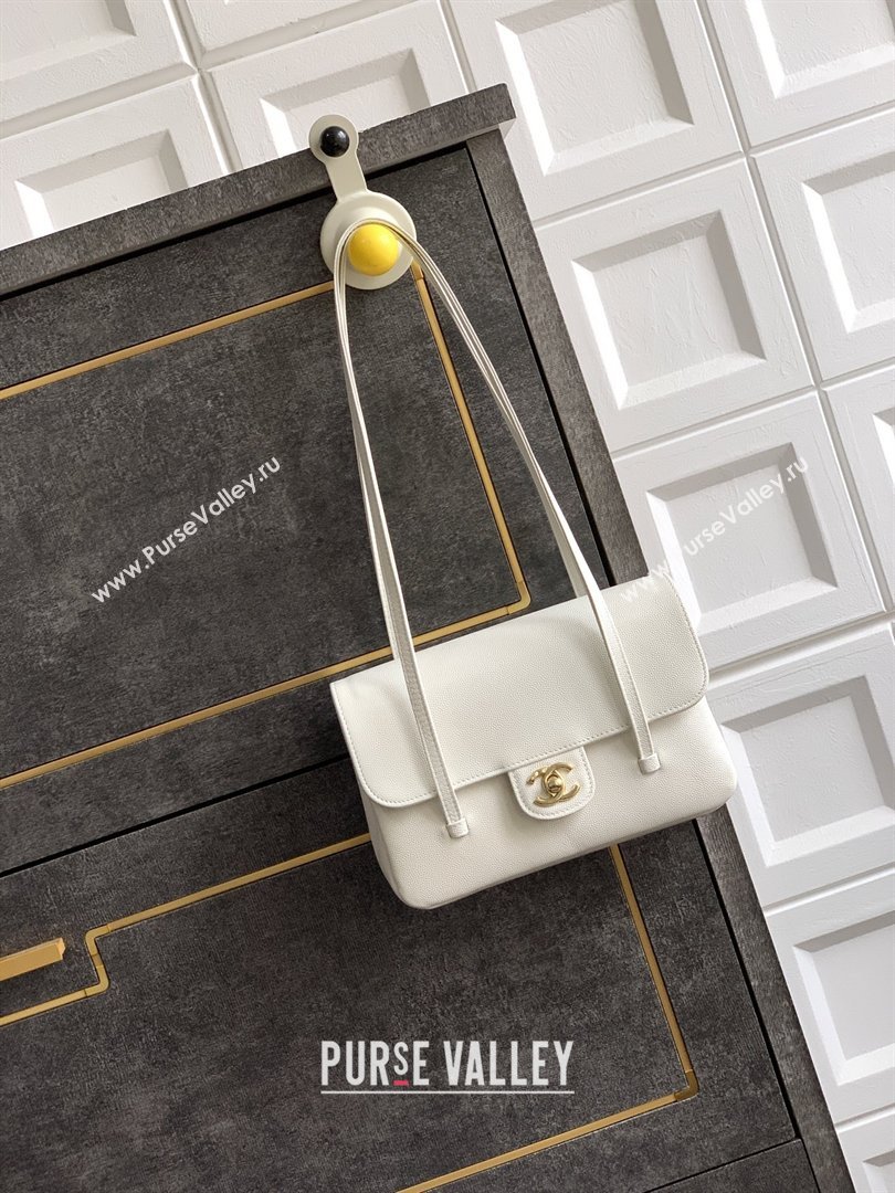 Chanel Small Flap Bag in White Grained Shiny Calfskin AS6130 Spring-Summer 2026 Pre-collection (JY-26021206)