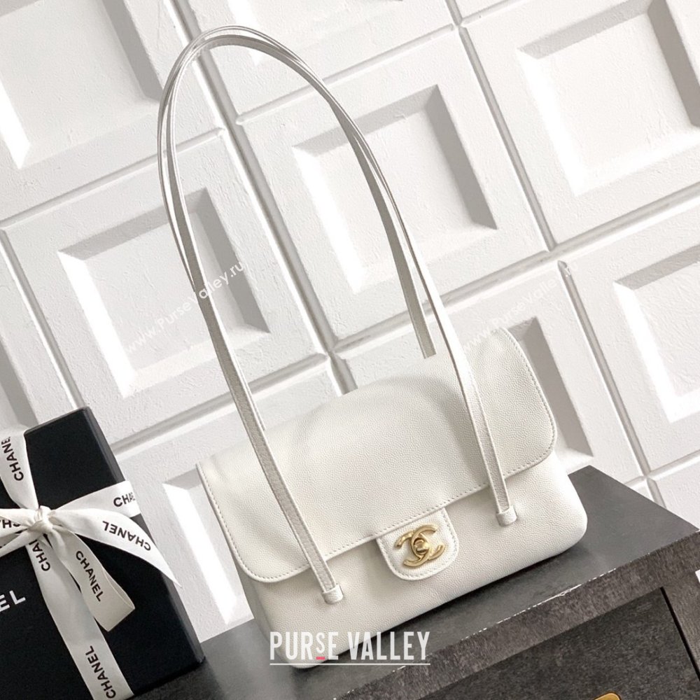 Chanel Small Flap Bag in White Grained Shiny Calfskin AS6130 Spring-Summer 2026 Pre-collection (JY-26021206)
