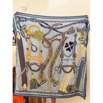 Hermes Cashmere Silk Shawl Scarf H11206 Blue 2026 (A-26011206)