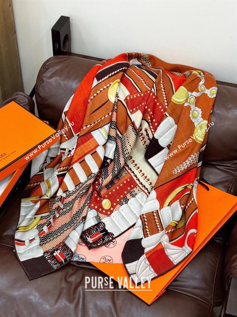 Hermes Cashmere Silk Shawl 140 Scarf H11201 Brown 2026 (A-26011201)