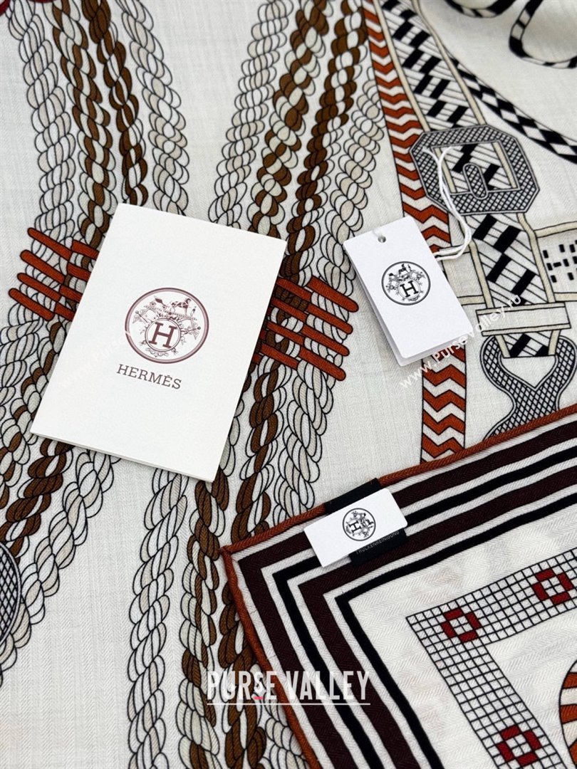 Hermes Cashmere Silk Shawl 140 Scarf H11207 White 2026 (A-26011207)