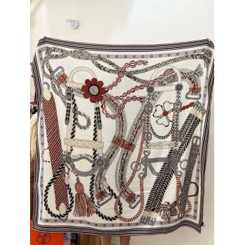 Hermes Cashmere Silk Shawl 140 Scarf H11207 White 2026 (A-26011207)