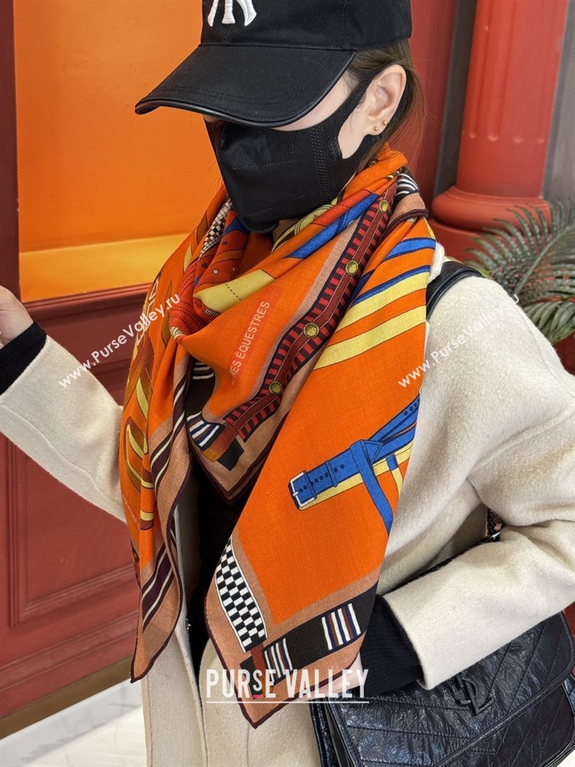 Hermes Cashmere Silk Shawl 140 Scarf H11208 Orange 2026 (A-25011208)