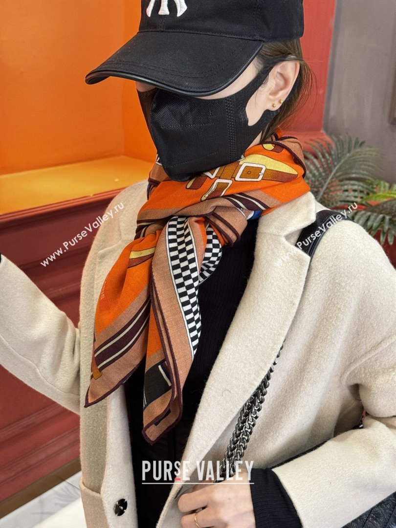 Hermes Cashmere Silk Shawl 140 Scarf H11208 Orange 2026 (A-25011208)