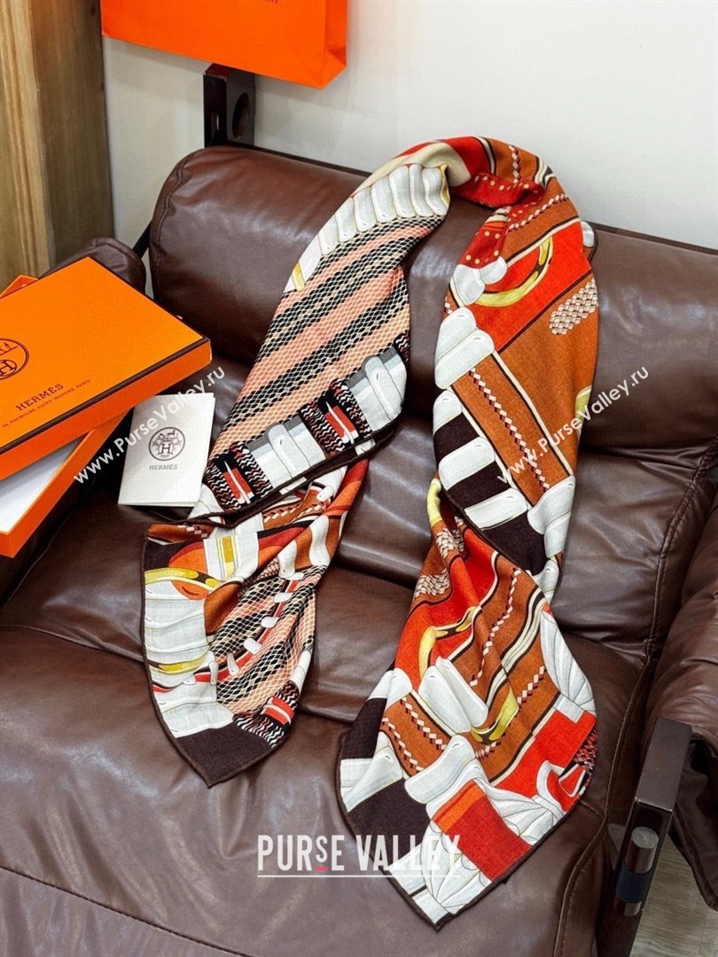 Hermes Cashmere Silk Shawl 140 Scarf H11201 Brown 2026 (A-26011201)