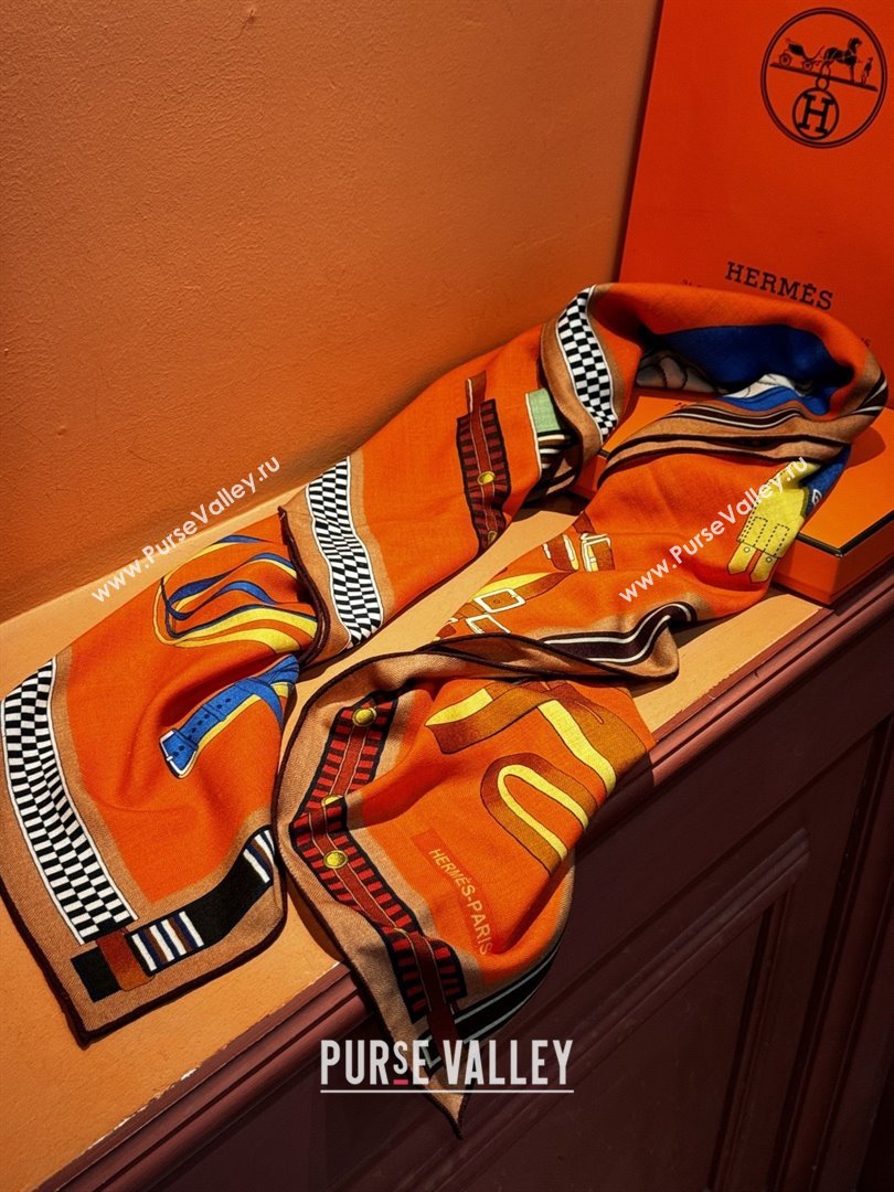 Hermes Cashmere Silk Shawl 140 Scarf H11208 Orange 2026 (A-25011208)