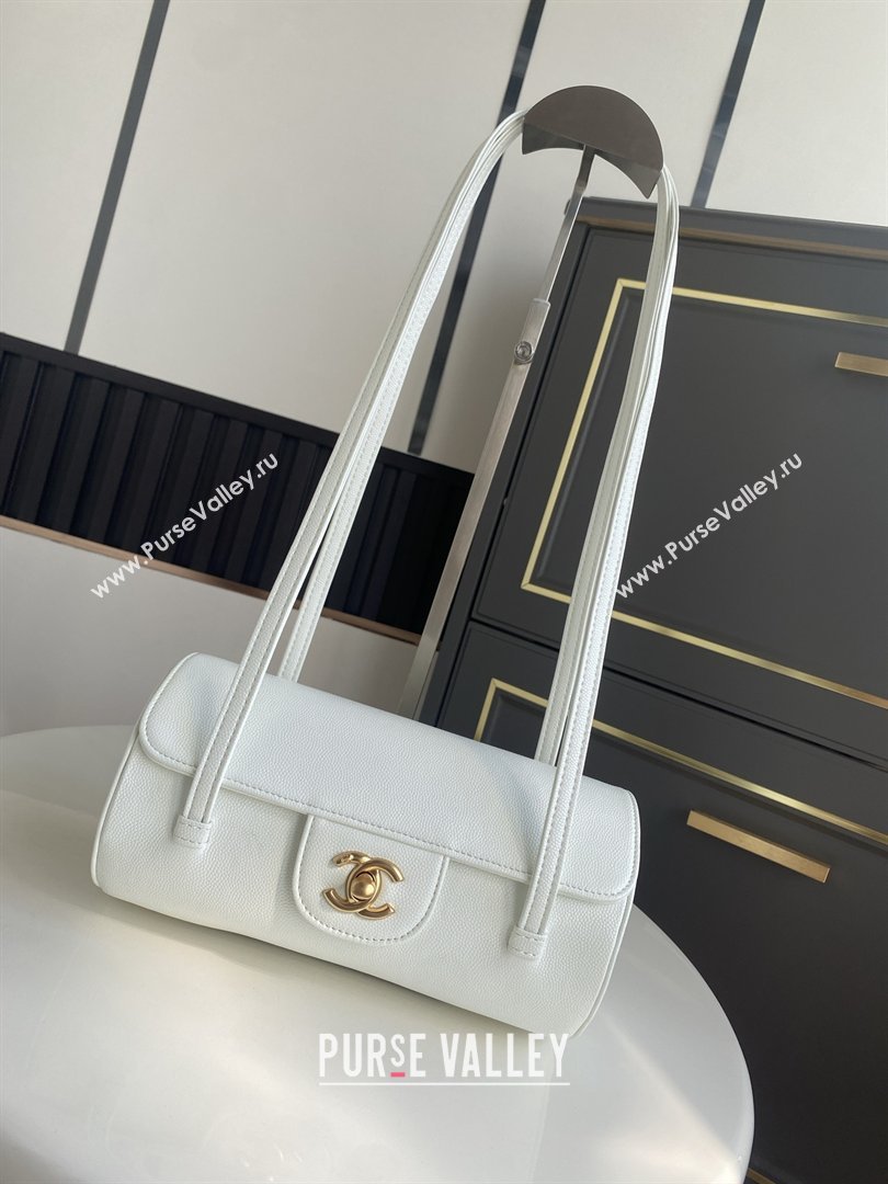 Chanel Small Bowling Bag in White Grained Shiny Calfskin AS6143 Spring-Summer 2026 (GANEN-26021208)