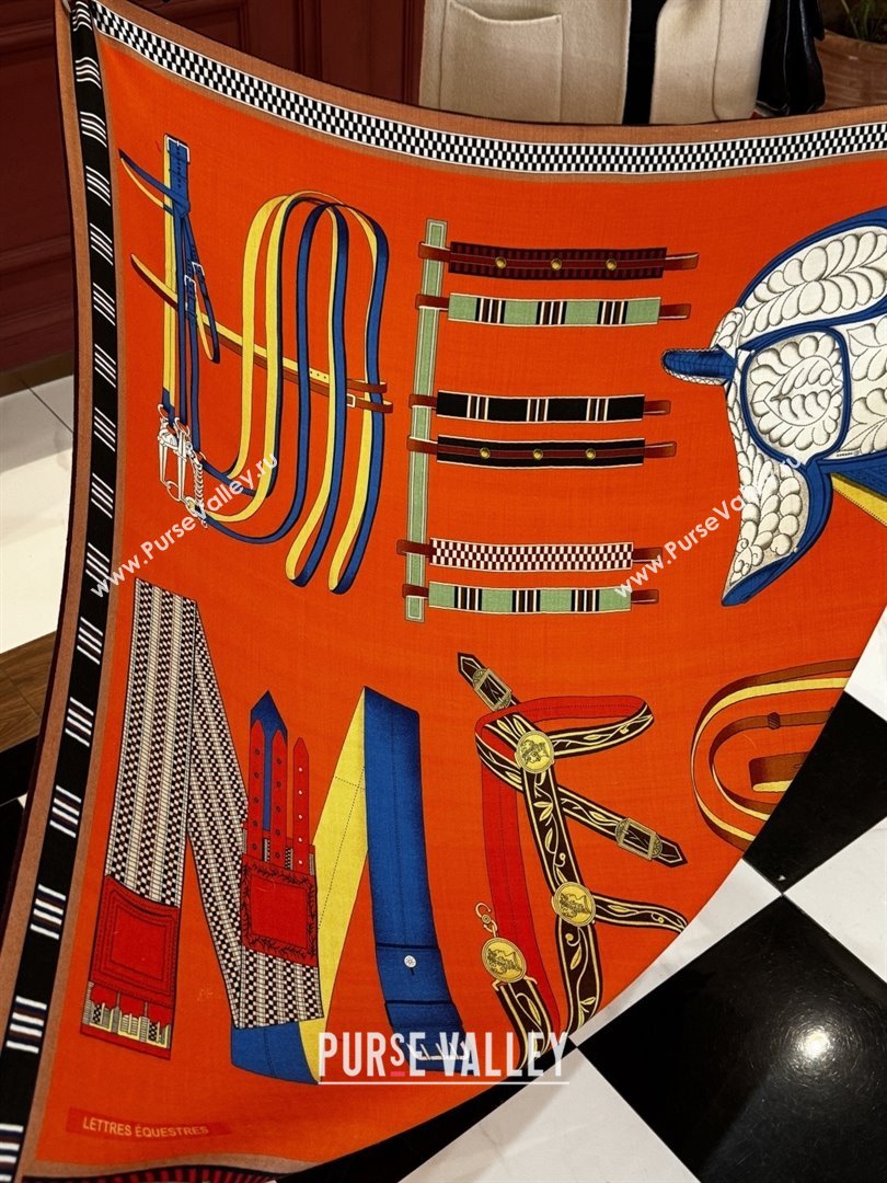 Hermes Cashmere Silk Shawl 140 Scarf H11208 Orange 2026 (A-25011208)