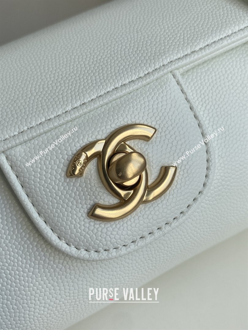 Chanel Small Bowling Bag in White Grained Shiny Calfskin AS6143 Spring-Summer 2026 (GANEN-26021208)