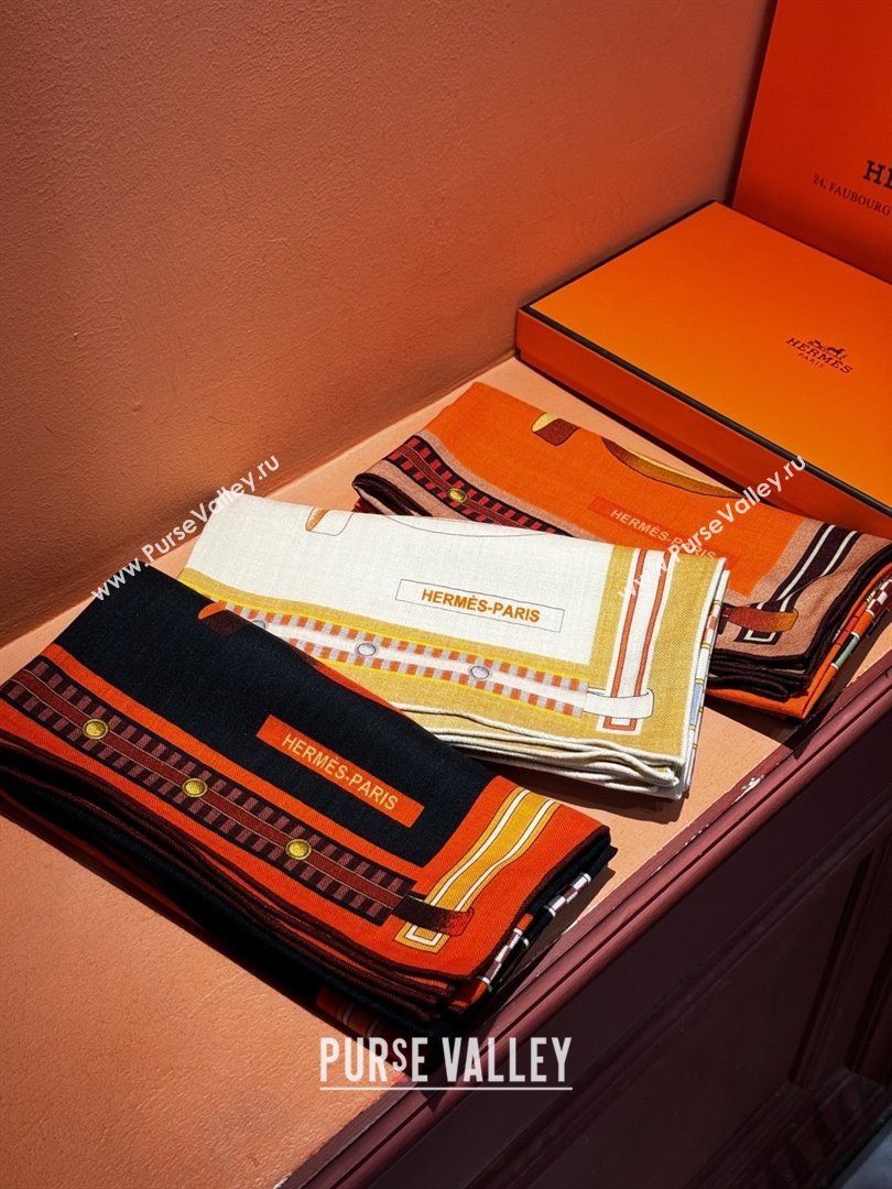 Hermes Cashmere Silk Shawl 140 Scarf H11208 Orange 2026 (A-25011208)
