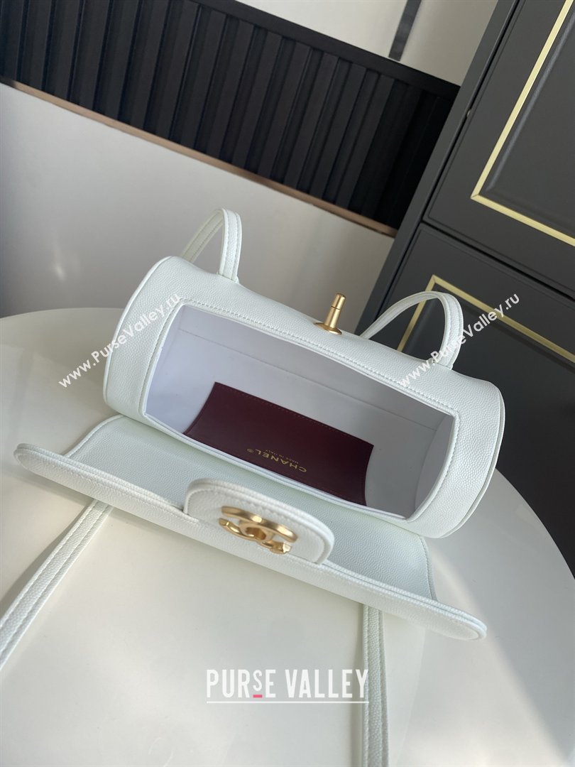 Chanel Small Bowling Bag in White Grained Shiny Calfskin AS6143 Spring-Summer 2026 (GANEN-26021208)
