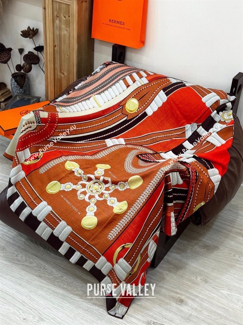 Hermes Cashmere Silk Shawl 140 Scarf H11201 Brown 2026 (A-26011201)